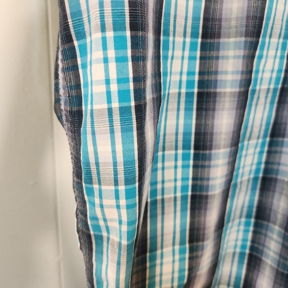 Cody James Saddle Ranch Turquoise Gray Plaid Button Down Size Large - Picture 11 of 16